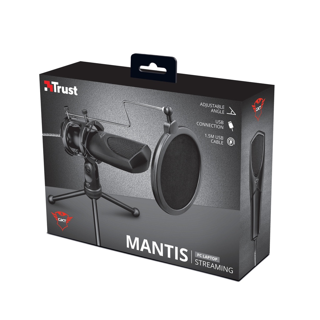 MICROFONO TRUST GXT 232 MANTIS PARA STREAMING USB CON TRIPOIDE USB 22656