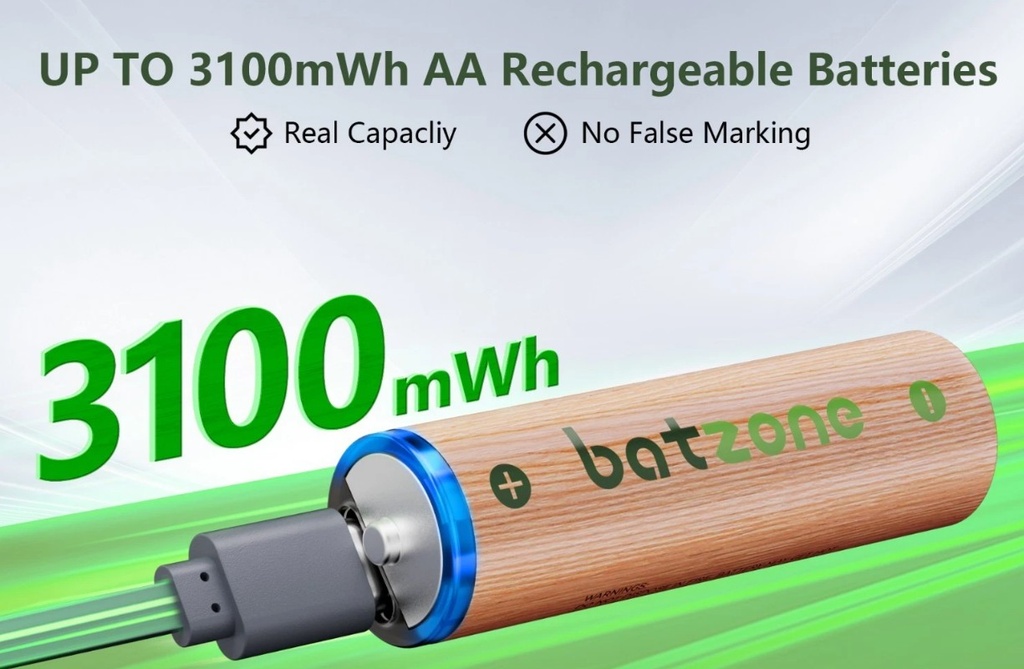 BATERIA AA PAQUETE 4 1.5 V RECARGABLE PUERTO TIPO C 3100mWh