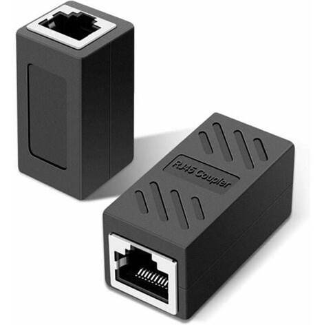 UNION PUENTE RJ45 HEMBRA - HEMBRA REFORZADO NEGRO DE GOMA