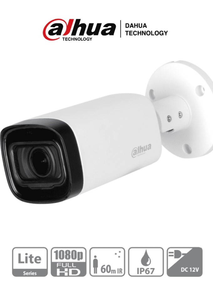 CAMARA BALA DAHUA 1080P 2MP VARIFOCAL 2.7MM - 12MM IR60M IP67 DH-HAC-HFW1200RN-Z-IRE6