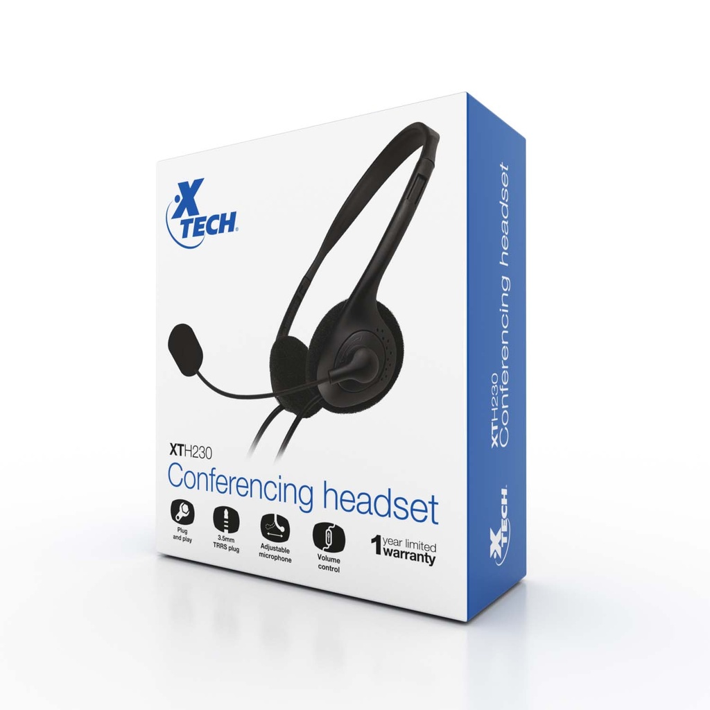 AUDIFONO XTECH CON CABLE MICROFONO 3.5mm PARA VIDEO CONFERENCIA MM222XTK91