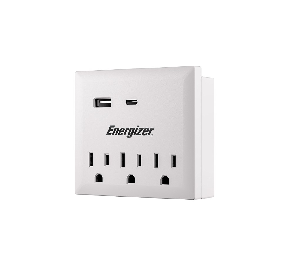 REGLETA DE PARED ENERGIZER CUADRADA 5 TOMAS (1 USB C / USB A) YB2032UP