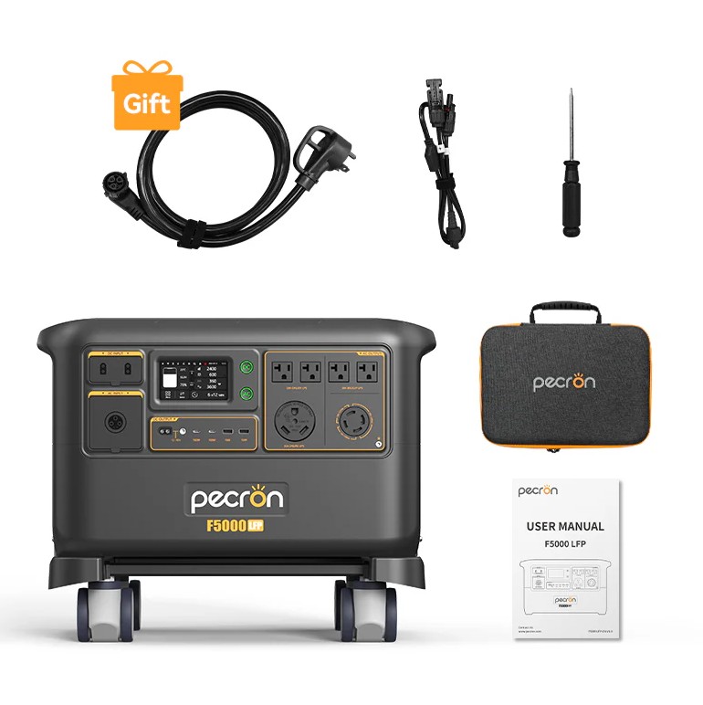 ESTACION DE PODER PORTATIL AC 3600W / SOLAR XT60 2*3200W UPS MAX 30AMP BATERIA 5120W/H LITIO F5000LFP PECRON