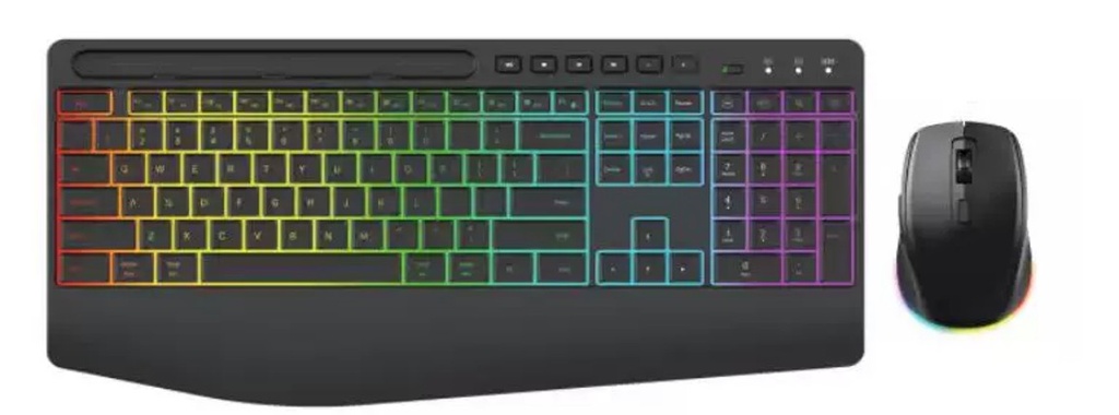 COMBO TECLADO - MOUSE INALAMBRICO RGB TIPO C PC407A PC418A