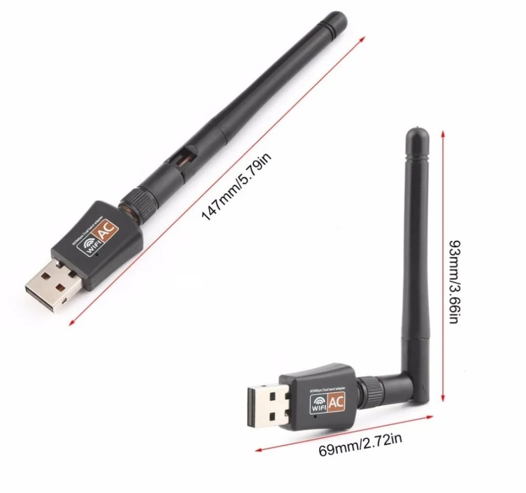 ADAPTADOR INALAMBRICO GENERICO WIFI 600MBPS USB BANDA DUAL