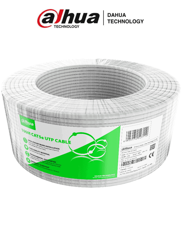 BOBINA DE CABLE UTP CAT5 INTERIORES DAHUA DH-PFM922I-5EUN-C-100 100MTS CCA