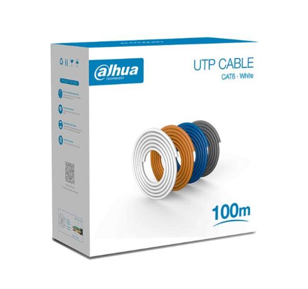 BOBINA DE CABLE UTP CAT6 INTERIORES DAHUA DH-PFM920I-6UN-C-100 100% COBRE 100MTS