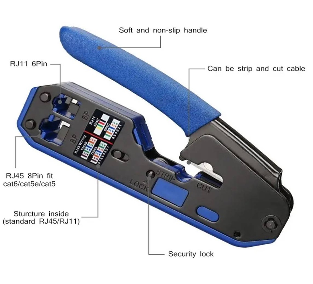 PONCHADORA PROFESIONAL RJ45 Y RJ11 CAT5 CAT6 CAT7 FK-668