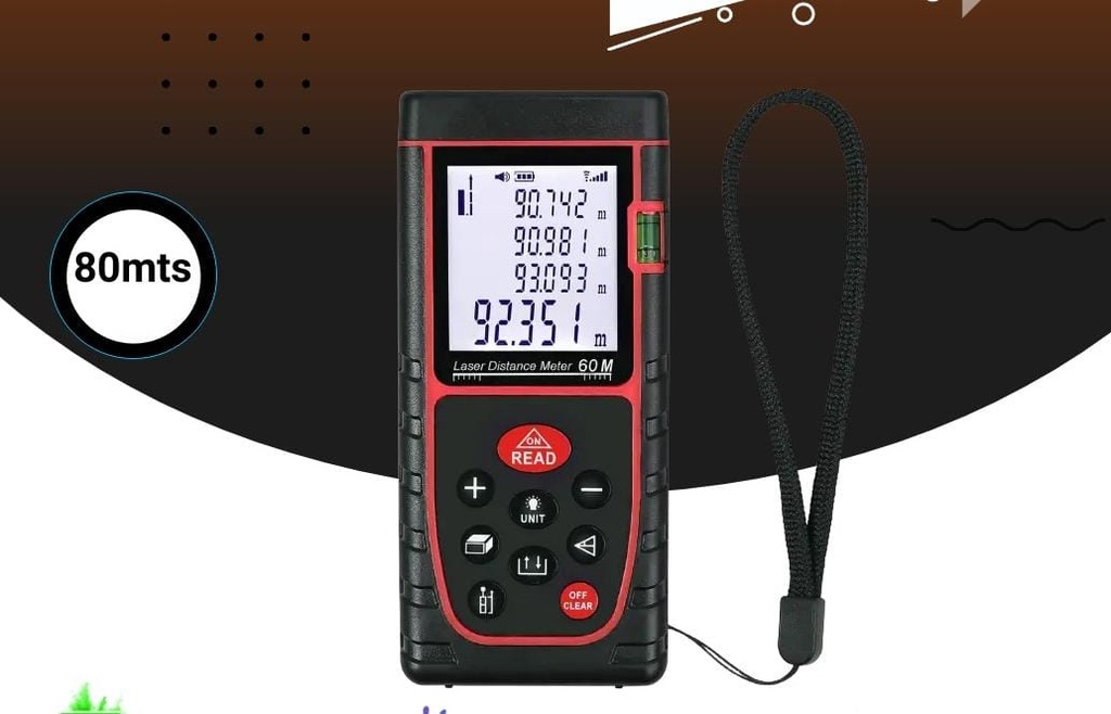 CINTA METRICA MEDIDOR DE DISTANCIA LASER PANTALLA DIGITAL, HASTA 80MTS