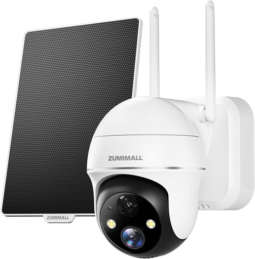 [ZUMIMALL] CAMARA INALAMBRICA ZUMIMALL 3MP 2X ZOOM PANEL SOLAR BATERIA EXTERIOR