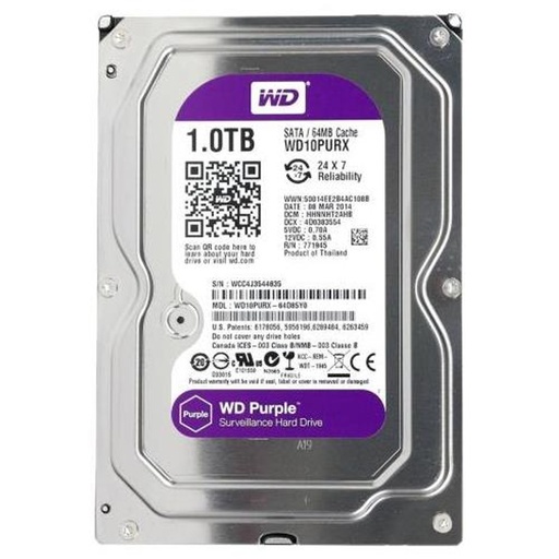 [WD10PURZ] DISCO DURO 1TB WESTERN DIGITAL PURPURA NUEVO WD10PURZ