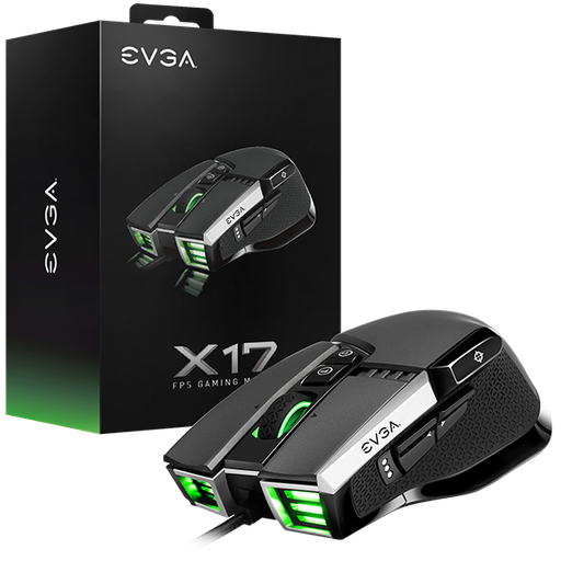 [EVGA] MOUSE EVGA X17 - 8K CON CABLE NEGRO 16 000 DPI - 5 PERFILES, 10 BOTONES