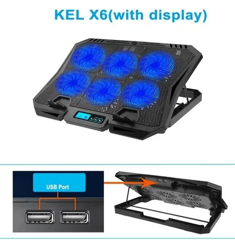 [KEL-X6] BASE PARA LAPTOP 6 FAN COOLER USB KEL-X6