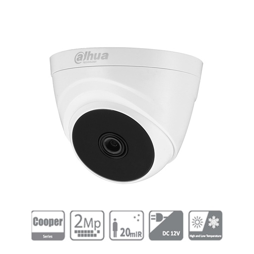 [DH-HAC-T1A21N] CAMARA DOMO DAHUA 2MP 1080P DH-HAC-T1A21N PLASTICA INTERIOR 2.8 MM 4EN1 IR20 SERIE COOPER (E)